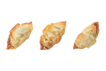 Set of Fried Gyoza or Dumplings Isolated on Transparent Background. Japanese Food 
