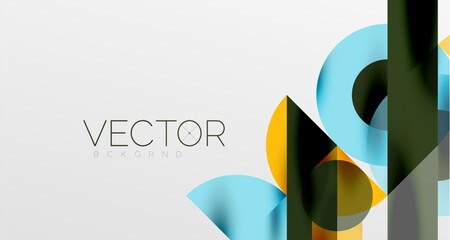 Circles and shadows. Colorful round elements with triangles, semi circles and other shapes. Vector Illustration For Wallpaper, Banner, Background, Card, Book Illustration, landing page