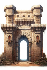 Fototapeta premium A Majestic Grand Ancient Stone Archway Standing Tall in the Vast Desert Landscape Under a Clear Sky