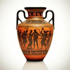 An Exquisitely Detailed Greek Amphora Featuring Intricate Illustrations of Mythological Scenes and Characters