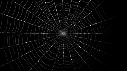 Obraz premium Eerie halloween spider web with creepy spiders on dark background for spooky ambiance