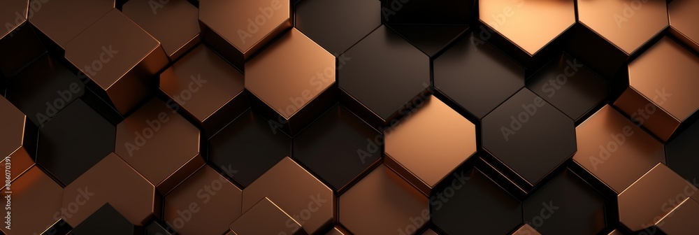 Wall mural a pattern of brown and black hexagonal shapes creates a geometric background