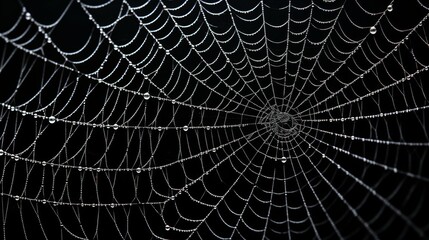 Eerie halloween cobweb and spiders on dark background creating a chilling and spooky ambiance