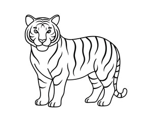 Tiger vector line art white background