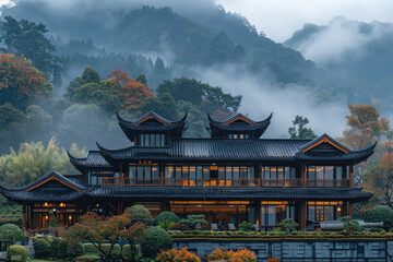 Naklejka premium The palace in the mountainous area