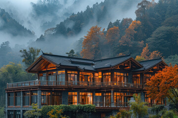 Fototapeta premium The palace in the mountainous area