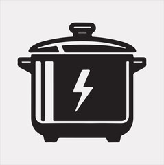 Electric pan Pressure Cooker silhouette vector on a white background