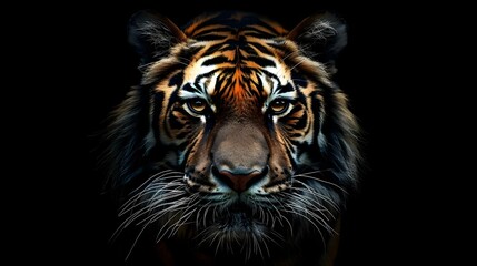 Tiger on black background