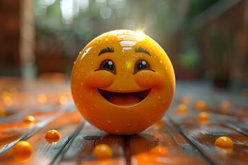 Yellow emoji face with a joyful 3D expression, radiating happiness and positivity.