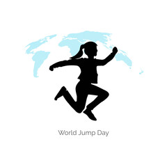 Vector illustration of World Jump Day. Flat design. flyer design. flat illustration. Girl jumping vector.