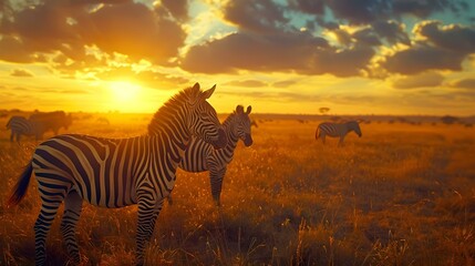 Obraz premium Zebras in the African savanna