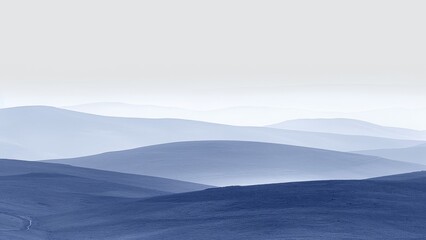 Landscape of Tuscany, Italy, Europe. Blue toned