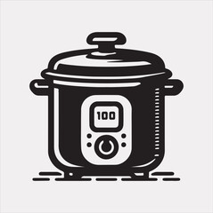 Electric pan Pressure Cooker silhouette vector on a white background