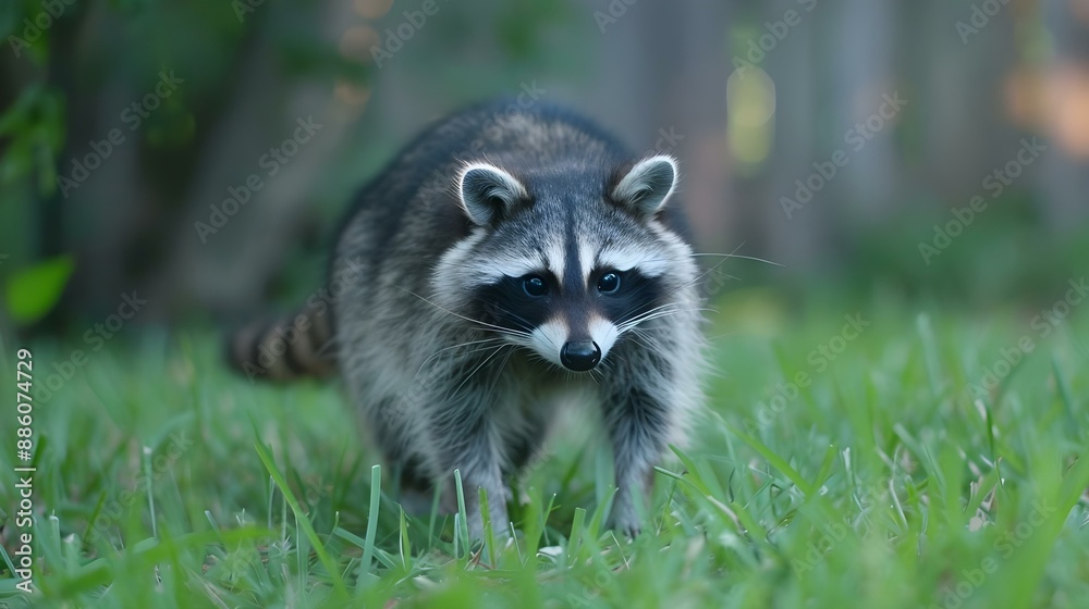 Wall mural raccoon in backyard