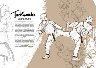 taekwondo fighting sketch background