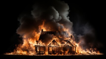 Model house engulfed in flames symbolizing the importance of home property insurance