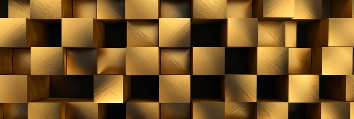 Fototapeta premium A pattern of gold cubes with varying light and shadow creates a geometric background