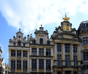 Historical Buildings at the Grand Place in the Old Town of Brussels, the Capital of Belgium