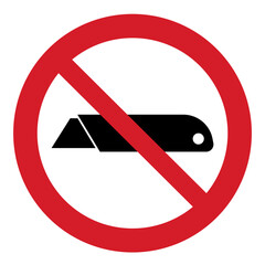 ISO prohibition safety signs_no box cutter-do not use blades symbol and pictogram only size 1 x 1 round shape	
