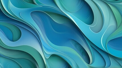 Obraz premium Abstract gradient blue and green wavy background, artistic texture wallpaper
