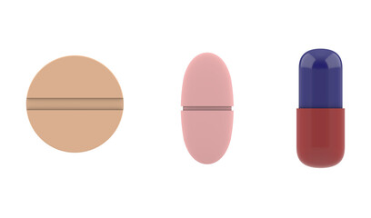 top view pil medicine  space against transparent background