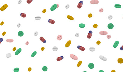 top view pil medicine  space against transparent background