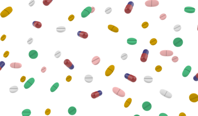 top view pil medicine  space against transparent background