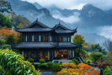 Fototapeta premium The palace in the mountainous area