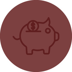 Piggy Bank Vector Line Maroon Circle Maroon