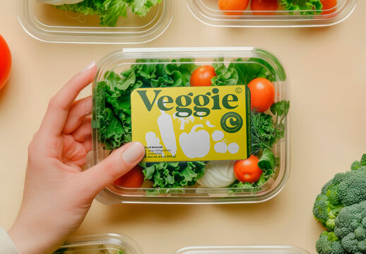 Product Flatlay Vegetable Label Sticker Mockup With Generative AI