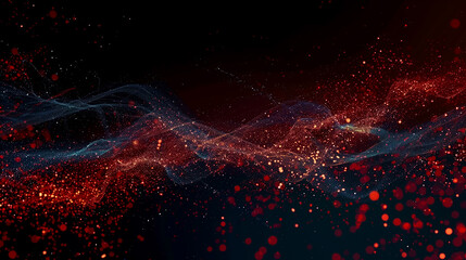 abstract flowing red, orange, and yellow particles against a dark background, creating a dynamic and energetic visual effect
