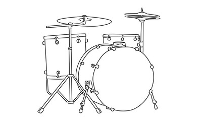 Line art of the drum set vector illustration