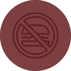 No Junk Food Vector Line Maroon Circle Maroon