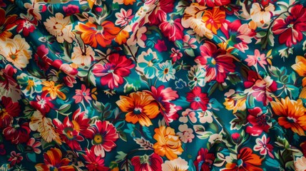 Fototapeta premium Colorful Floral Fabric Texture