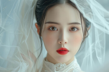 A young Eastern woman wearing a veil