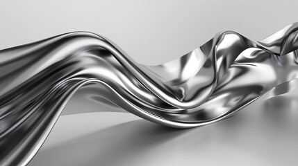 Obraz premium 3d rendering wave chrome metallic band. Flowing abstract metal shape. Stock Illustration