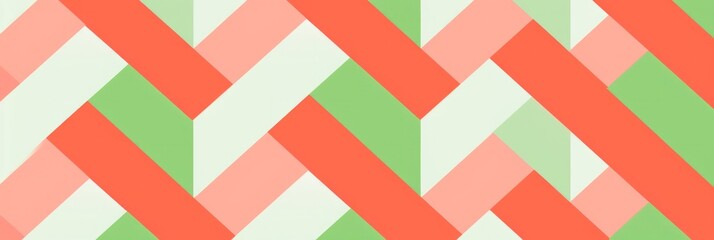 Abstract geometric pattern with orange, green, and pink stripes