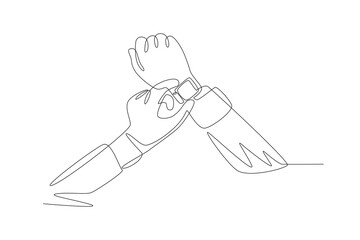 Heart rate detection watch. Medical technology concept one-line drawing
