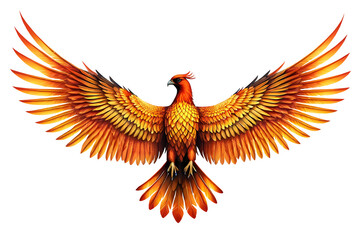 Obraz premium Phoenix wings isolated on a transparent background, symbolizing rebirth and transformation. Perfect for mystical themes, fantasy art, and spiritual designs. Ideal for dramatic visual impact.