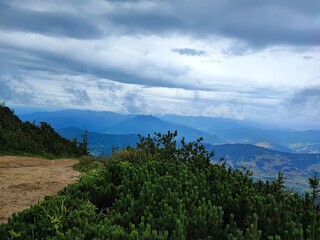Mountain Trail with Overcast Sky