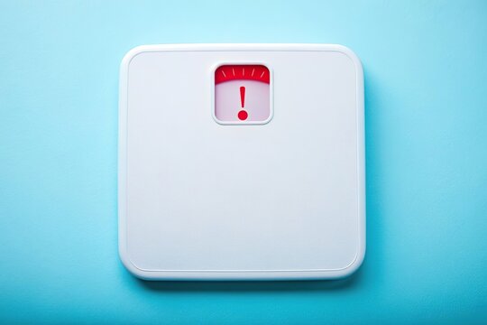 warning icon on weight scale. Overweight and underweight health issue