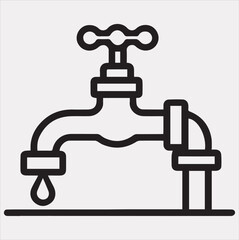 faucet line Art illustration silhouette vector on a white background