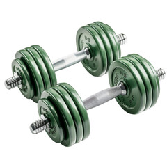Naklejka premium Green Dumbbells Isolated on Transparent or White Background, PNG