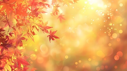 autumn background with red and yellow leaves and bokeh golden hour