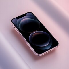 realistic mobile phone mock up black screen screen display 3d render illustration. Smartphone isolated on pastel modern background. 
