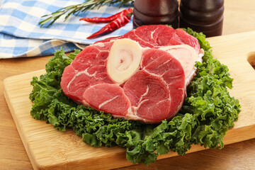 Raw ossobuco beef meat for cooking