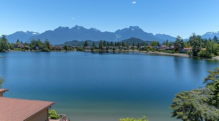Naklejka premium lake in the mountains with a lake