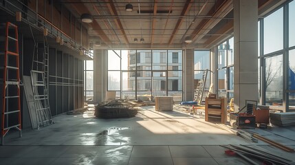 Construction Site with Large Windows