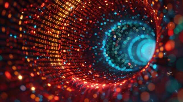 Abstract Futuristic HUD tunnel with technology background motion graphic for data center, server, internet speed.