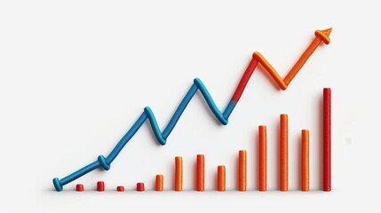 Obraz premium Colorful pipe cleaner line graphs depicting market trends and fluctuations on a white background.